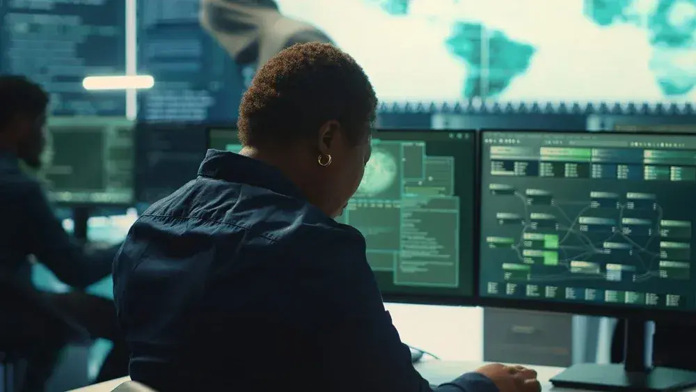 IT service desk being used by employee.