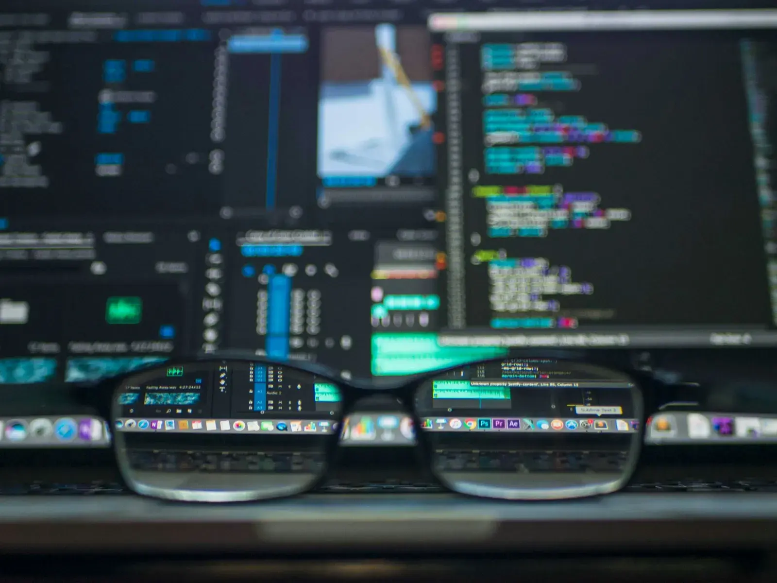 Eyeglasses bringing a screen into focus while evaluating a managed IT services provider