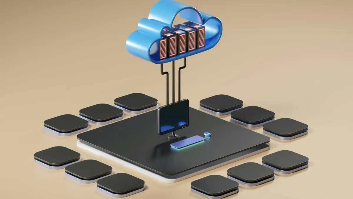 Cloud connected to distributed endpoints, illustrating co-managed IT support