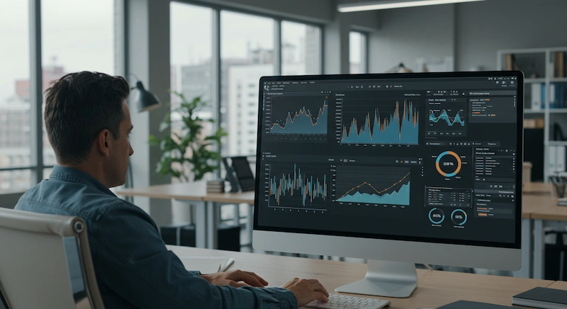 An IT Expert Creating an IT Infrastructure Optimization Strategy on His Computer An IT Expert Creating an IT Infrastructure Optimization Strategy