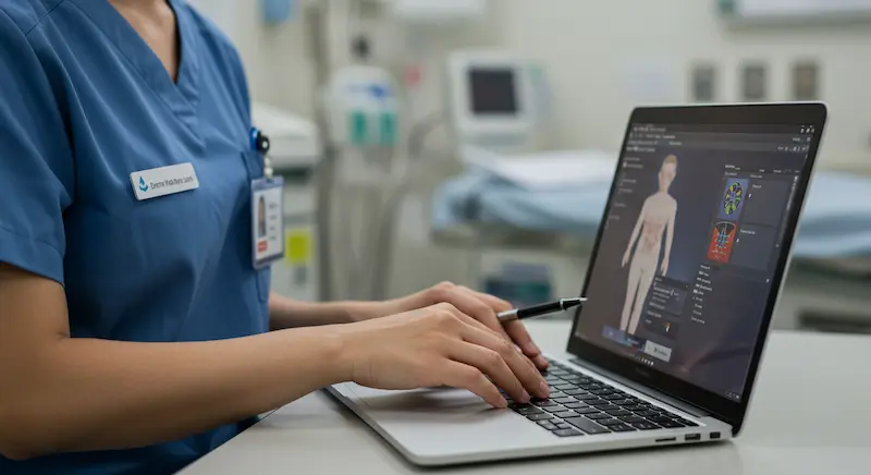 Medical Worker Uses Software Easily After Healthcare IT Consulting